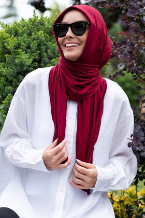 Bordo Vişne Penye Hazır Şal